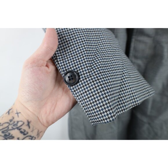 Vtg 60s 70s Streetwear Mens 38S Rayon Blend Houndstooth Trench Coat Rain Jacket - Picture 4 of 16